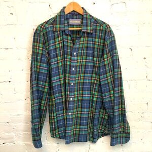 Mason’s long sleeve buttoned shirt blue green plaid size xl